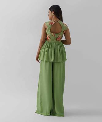 Green flared pant set 4