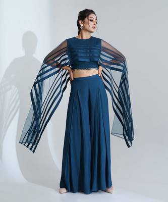 Blue flared pant set 1