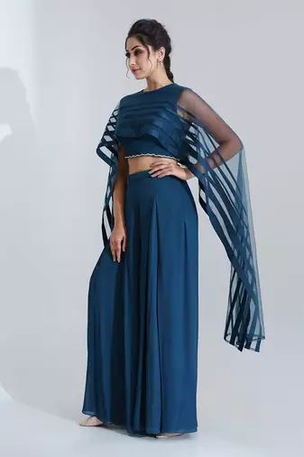 Blue flared pant set