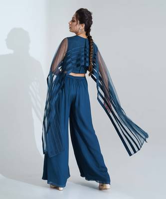 Blue flared pant set 4