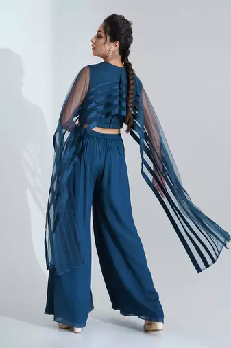Blue flared pant set