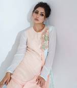 Peach and light blue drape dress