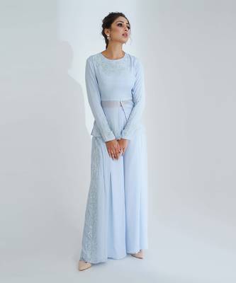 Light blue flared pant set 1