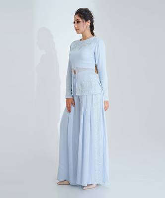 Light blue flared pant set 2