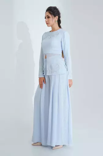 Light blue flared pant set