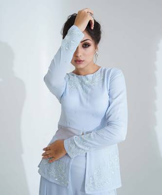 Light blue flared pant set 3