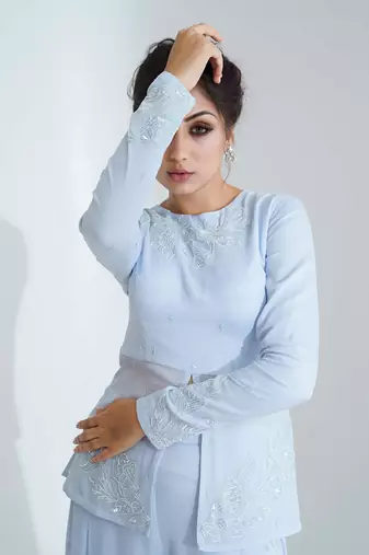 Light blue flared pant set