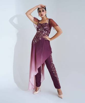 Dark mauve and pink pant set 1