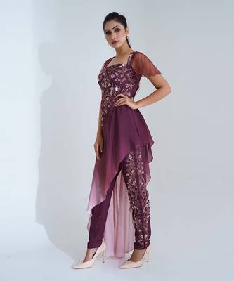 Dark mauve and pink pant set 2