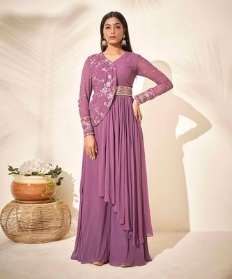 Mauve flared pant set 1