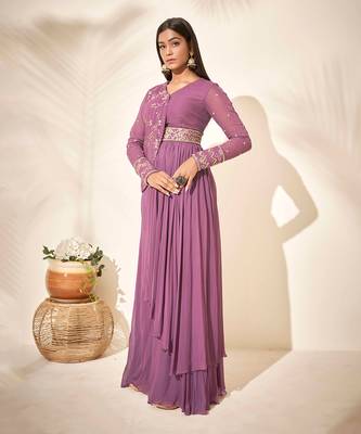 Mauve flared pant set 2