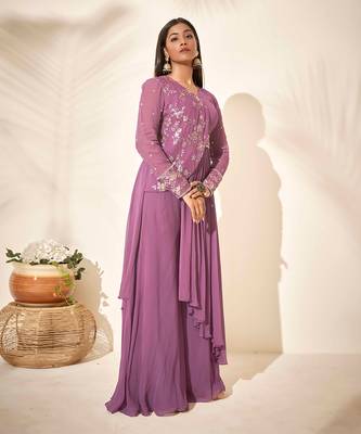 Mauve flared pant set 3