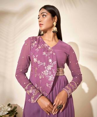 Mauve flared pant set 4