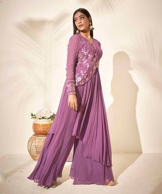 Mauve flared pant set 5