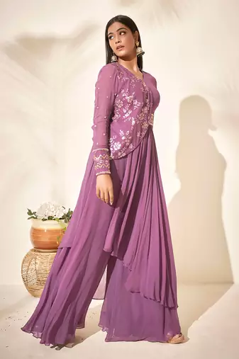 Mauve flared pant set