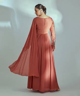 Orange georgette crepe dress 2