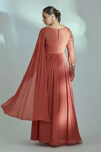 Orange georgette crepe dress