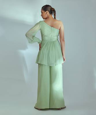 Green georgette pant set 2
