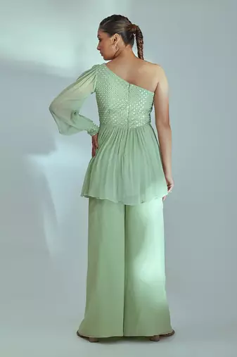 Green georgette pant set