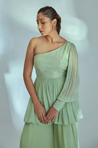 Green georgette pant set