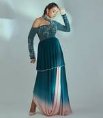 Green and pink drape skirt set