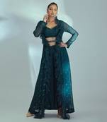 Green georgette and organza jacket set