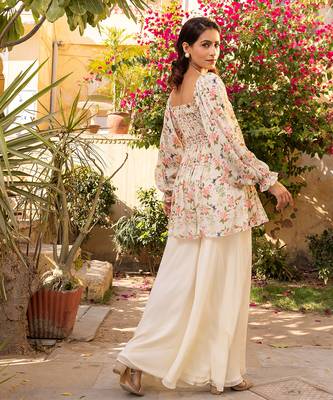 White georgette crape coord set 2