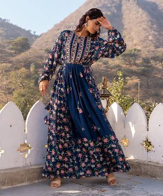 Navy blue casual dress 1
