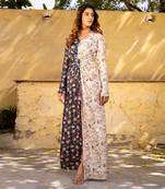 Off white & navy blue dress