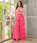 Pink georgette corset set