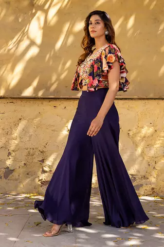 Purple georgette pant set