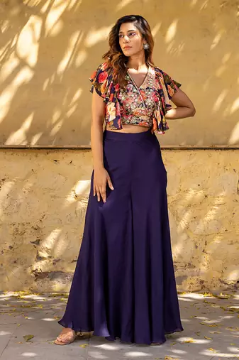 Purple georgette pant set