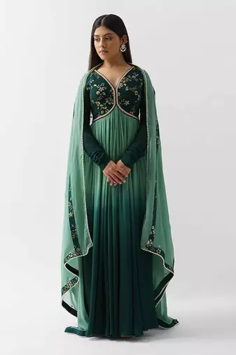 Green georgette anarkali