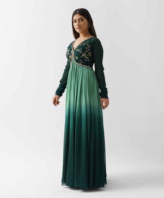 Green georgette anarkali 3