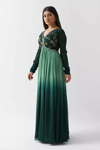 Green georgette anarkali