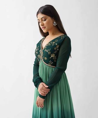 Green georgette anarkali 4