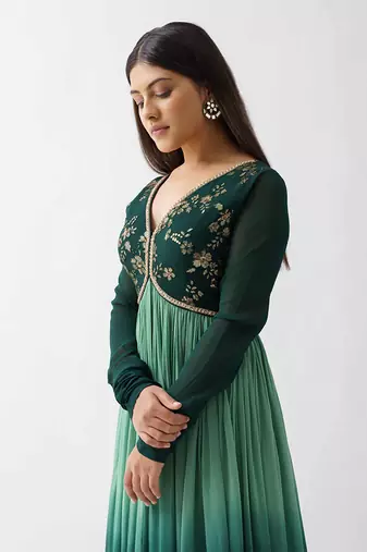 Green georgette anarkali
