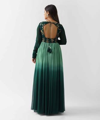 Green georgette anarkali 5
