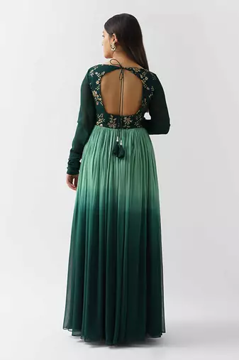 Green georgette anarkali