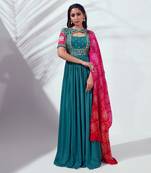 Green and pink georgette crepe anarkali