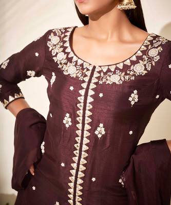Brown silk sharara set 4