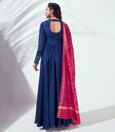 Blue and pink georgette crepe anarkali