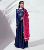 Blue and pink georgette crepe anarkali