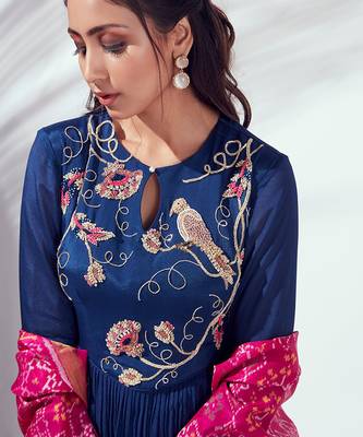 Blue and pink georgette crepe anarkali 5