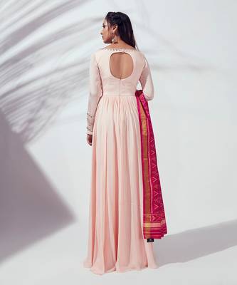 Light pink georgette crepe anarkali 2