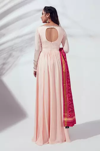 Light pink georgette crepe anarkali