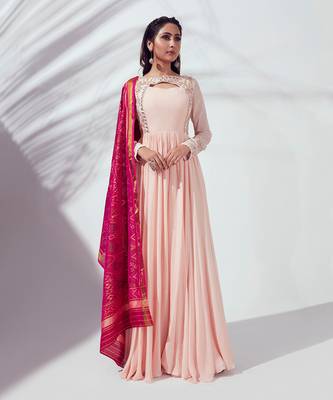 Light pink georgette crepe anarkali 1