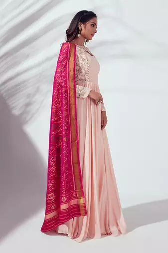Light pink georgette crepe anarkali