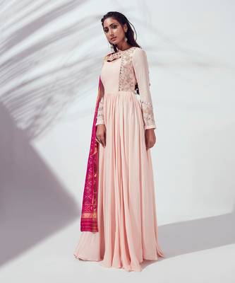 Light pink georgette crepe anarkali 4