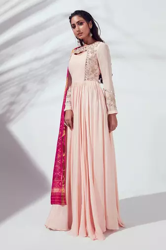 Light pink georgette crepe anarkali